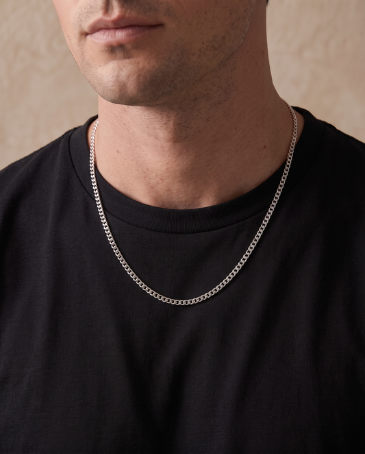50cm (20") 3.5mm Width Curb Chain in Sterling Silver (20g)