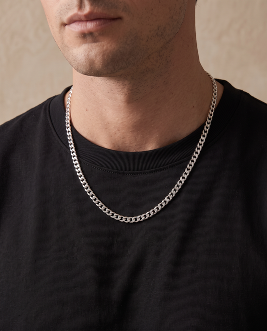 50cm (20") 5mm Width Curb Chain in Sterling Silver (28g)
