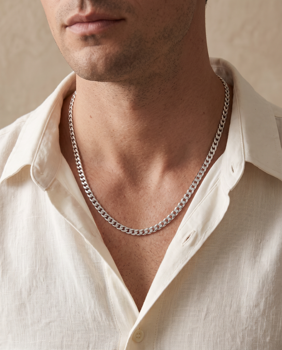 55cm (22") 5mm Width Curb Chain in Sterling Silver (26g)