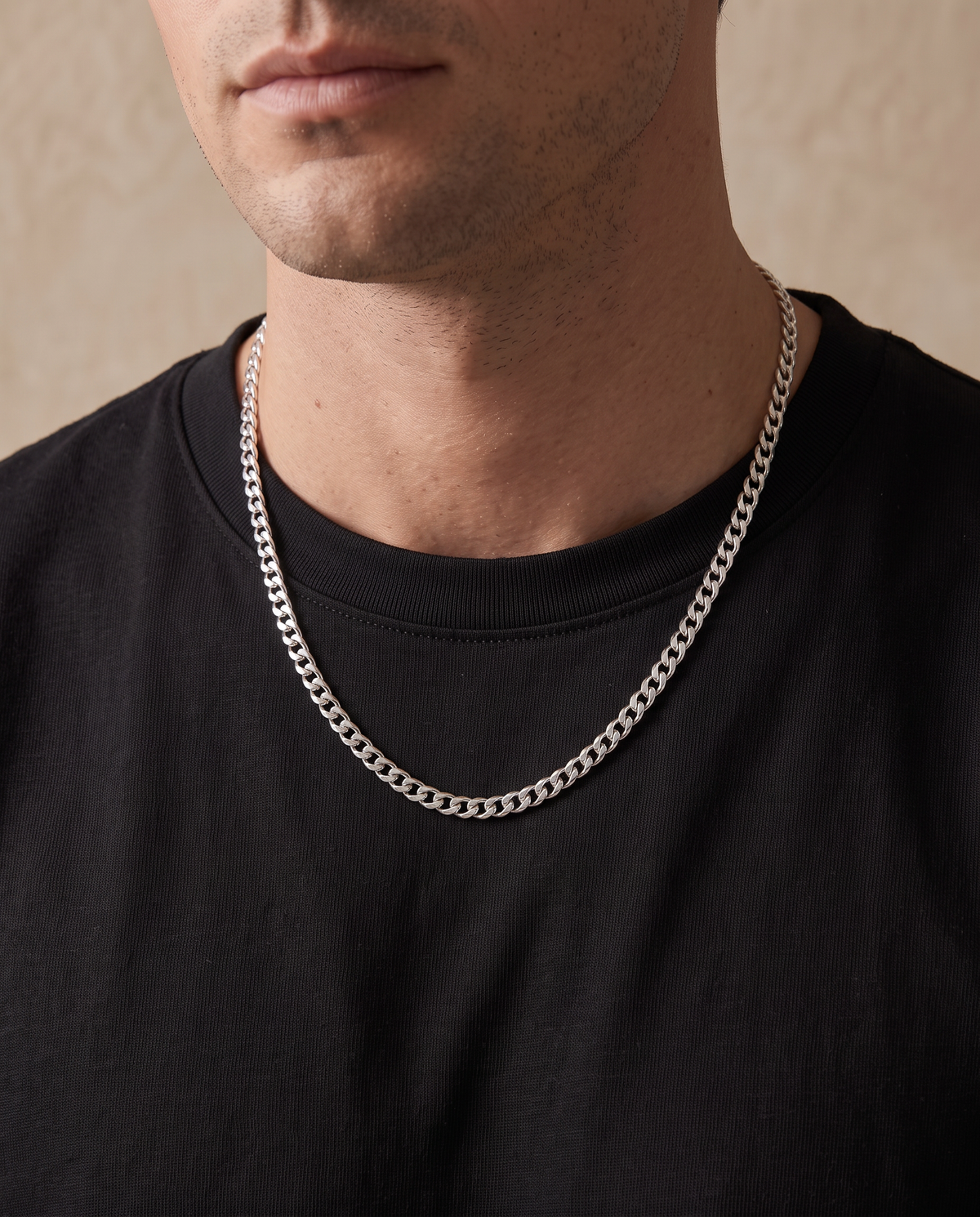 50cm (20") 5mm Width Curb Chain in Sterling Silver (28g)